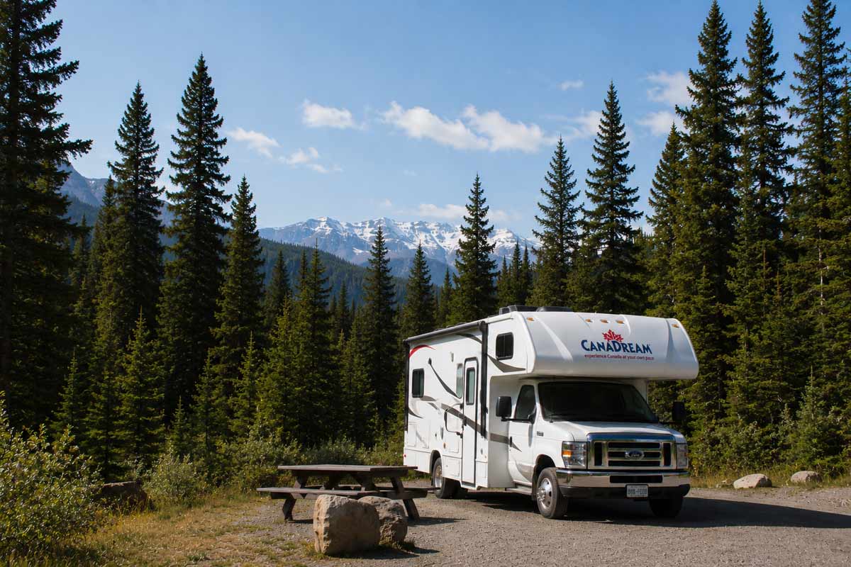Parking camper at Lake Louise and Moraine Lake