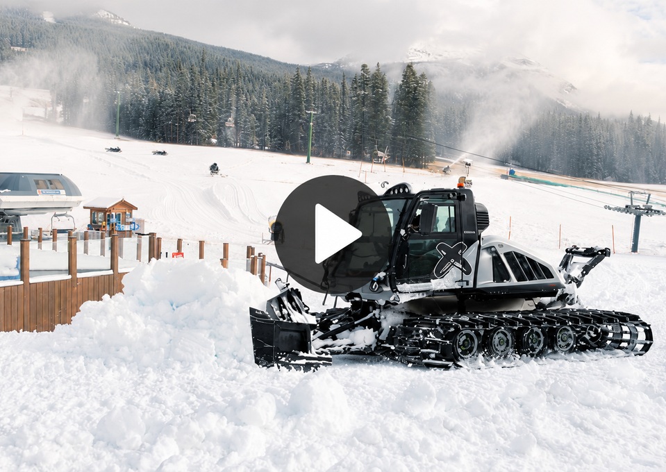 Snowcat and snowmaking at Lake Louise Ski Resort. Play video for an early-opening update.